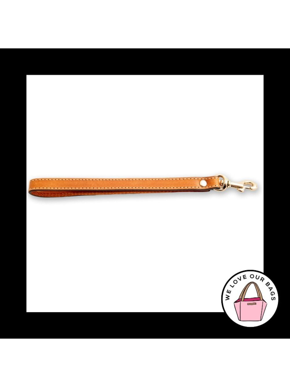 COACH WRISTLET STRAP Replacement British Tan Brown Leather Gold Metal Dog Leash